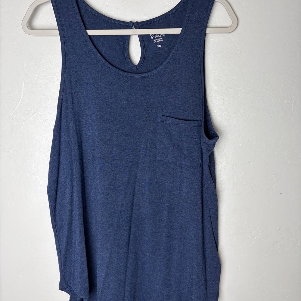Market & Spruce Navy Sleeveless Tank with Front Pocket